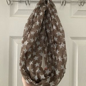 Brown and white star infinity scarf